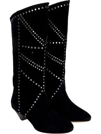 Isabel Marant Darka Low Heels Boots In Black Suede