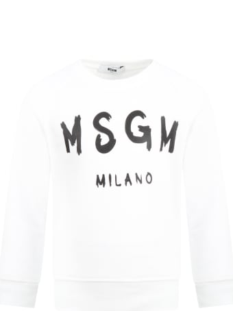 MSGM White Sweatshirt For Kids With Logo
