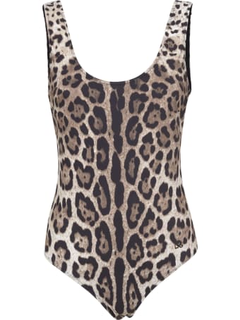 Dolce & Gabbana Slim Fit Animal Print Swimsuit