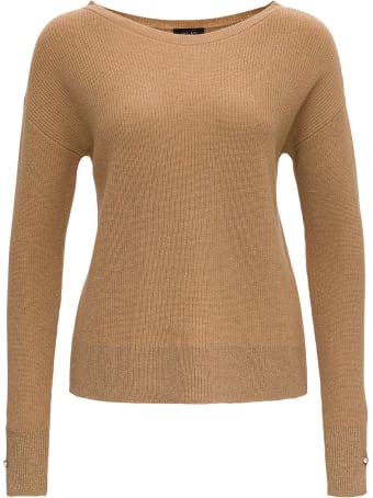 Liu-Jo Ribbed Lurex Knit Sweater Wit Jewel Buttons On Cuffs