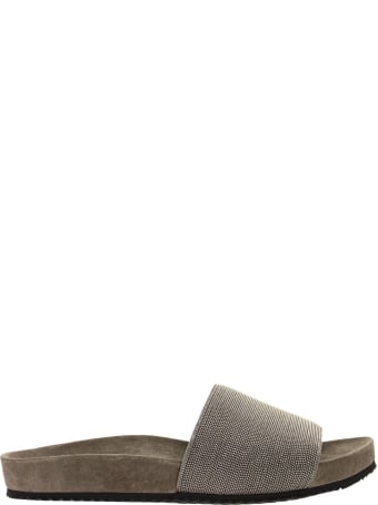 Brunello Cucinelli Precious Slides Silver