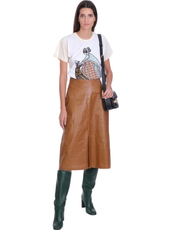 Lanvin Patchwork Mother And Child Logo T-shirt In Beige Cotton