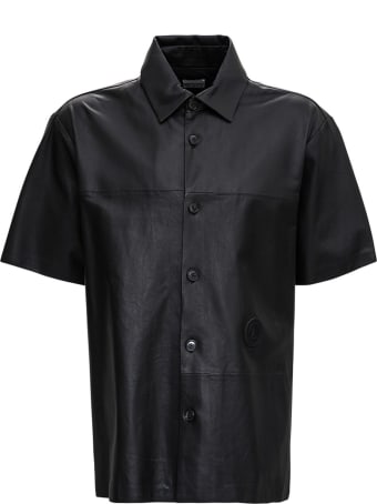 Trussardi Short Sleeved Shirt In Black Leather