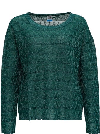 M Missoni Lurex Knit Blouse With Chevron Pattern