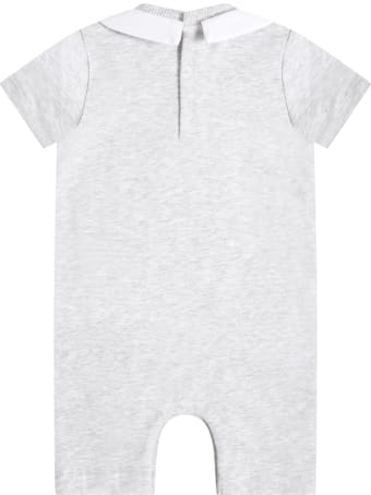 Moschino Grey Romper For Babykids Witth Teddy Bear