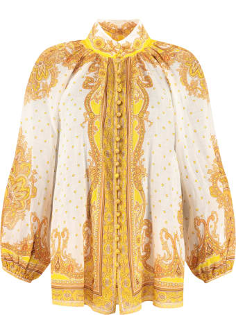 Zimmermann Gathered Printed Blouse
