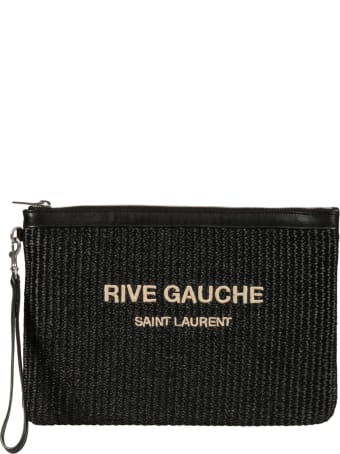 Saint Laurent Top Zip Knit Logo Clutch