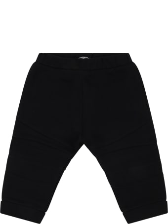 Balmain Black Sweatpants For Kids With Logo
