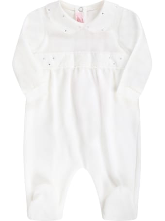 Blumarine White Babygrow For Babygirl With Logo
