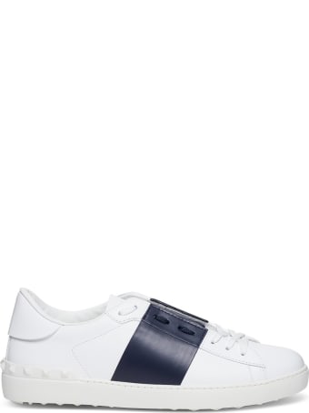 Valentino Garavani Open Sneakers In White And Blue Leather
