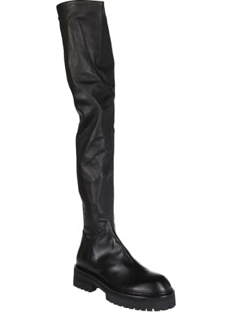 Ann Demeulemeester Black Leather Thigh-high Boots