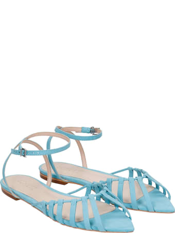 Schutz Flats In Cyan Leather