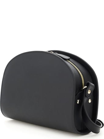 A.P.C. Demi Lune Saffiano Print Leather Crossbody Bag