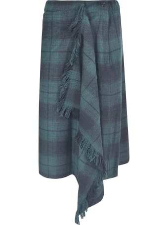 Zucca Asymmetric Checked Skirt