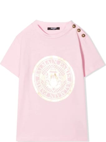 Balmain T-shirt With Print And Buttons