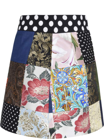 Dolce & Gabbana Multi-patched Denim Skirt