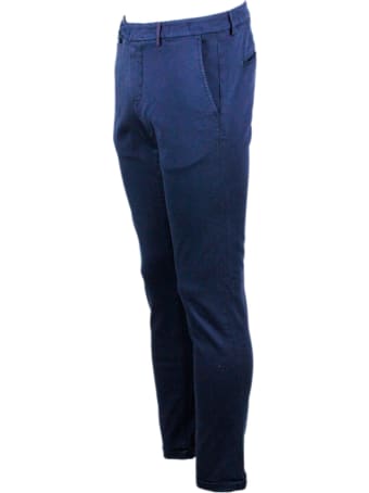 Sartoria Tramarossa Luis Slim Trousers In Stretch Cotton Gabardine With America Pockets With Sartorial Stitching