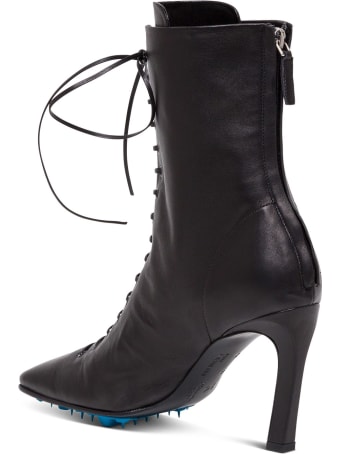 Off-White Leather Ankle Boots With Logo Print