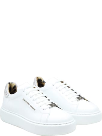 Philipp Plein Sneaker Lo-top In Leather With Crystal Inserts