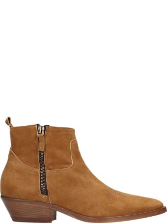Julie Dee Texan Ankle Boots In Leather Color Suede