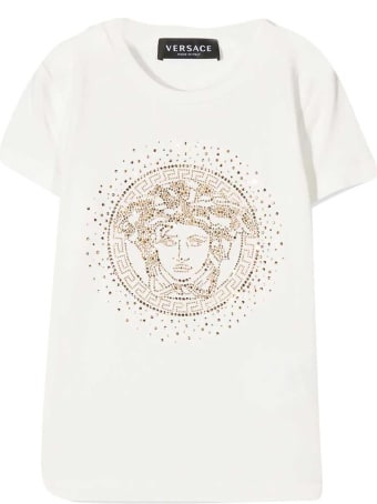 Young Versace White T-shirt With Golden Print