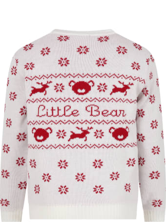 Little Bear White Sweater For Kids