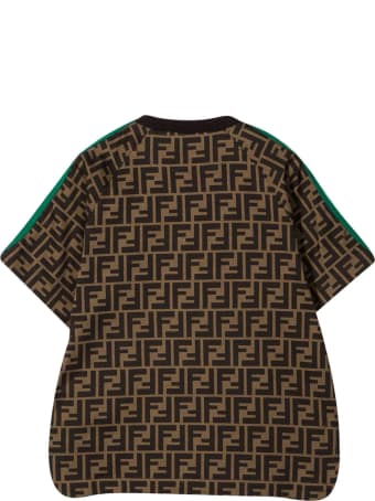 Fendi T-shirt With Logoed Texture And Multicolor Applications