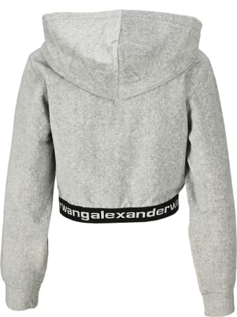 T by Alexander Wang Velvet Cropped Hoodie