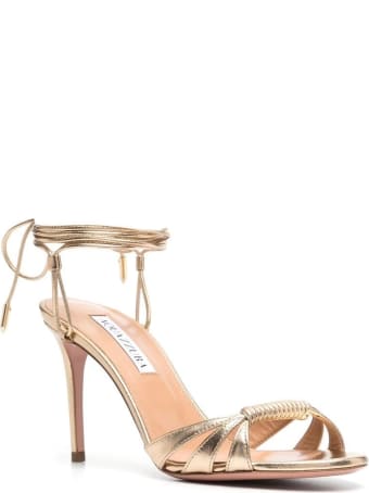 Aquazzura Golden Leather Sole Sandals