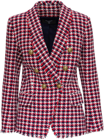 Balmain Double-breasted Blazer In Tweed Wool Blend