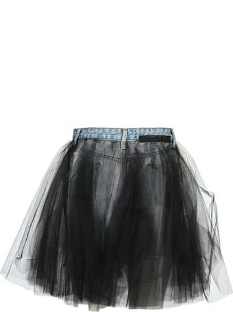 Ben Taverniti Unravel Project Unravel Tulle Layered Mini Denim Skirt