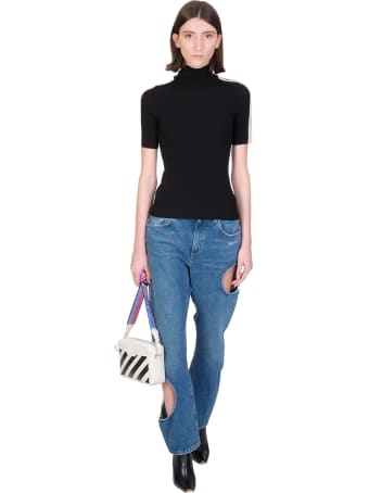 Off-White Logo Strip T-shirt In Black Viscose