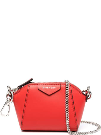Givenchy Red Baby Antigona Bag With Chain