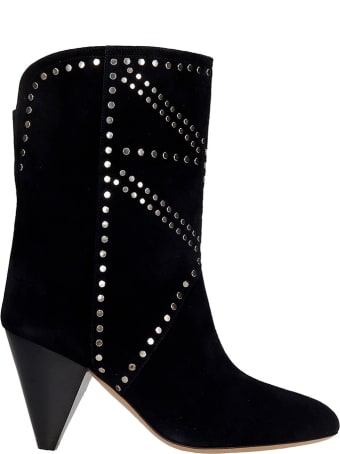 Isabel Marant Deezia High Heels Ankle Boots In Black Suede