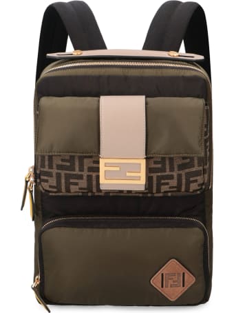 Fendi Leather Details Nylon Backpack