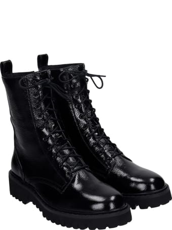 Lola Cruz Combat Boots In Black Leather