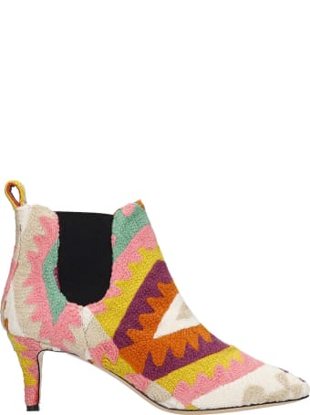 Bams High Heels Ankle Boots In Multicolor Wool