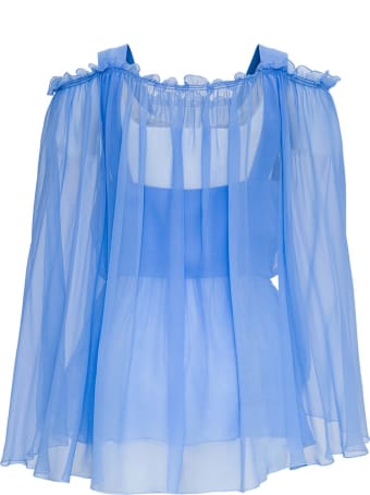 Alberta Ferretti Pleated Shirt In Viscose Blend