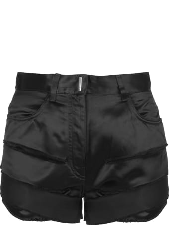 Givenchy Destroyed Effect Black Satin Shorts