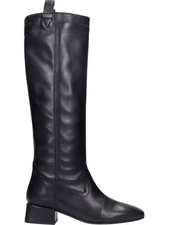Fabio Rusconi Low Heels Boots In Black Leather