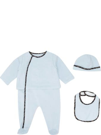 Fendi Three-piece Blue Baby Set