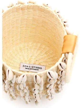 Sensi Studio Wicker Mini Bag With Cowrie Shells