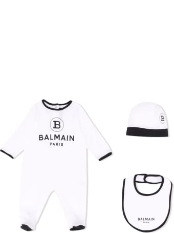 Balmain Babygrow Set With Matching Bib And Hat