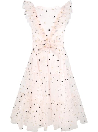 Philosophy di Lorenzo Serafini Pink Dress For Girl With Polka-dots