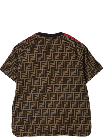 Fendi T-shirt With Logoed Texture And Multicolor Applications