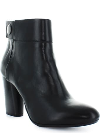 Fiori Francesi Black Leather Ankle Boots With Button