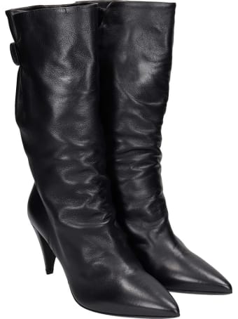 Strategia High Heels Ankle Boots In Black Leather