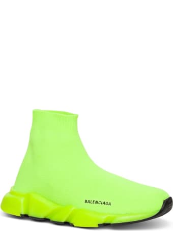 Balenciaga Speed Snekaers In Neon Yellow Knitted Stretch