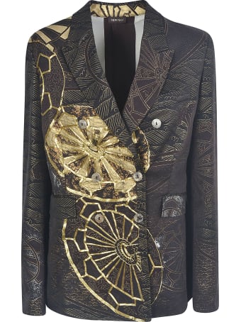 Ibrigu All-over Print Double-breasted Blazer