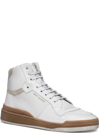 Saint Laurent Sl24 Mid-top Sneakers In Leather And Suede